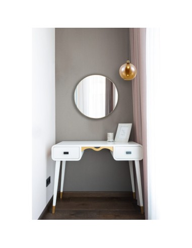 Mirrors and More  - Mila - Miroir rond extra-plat cadre métal doré diam 50 cm