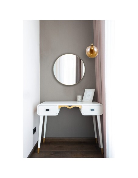 Mirrors and More  - Mila - Miroir rond extra-plat cadre métal doré diam 50 cm