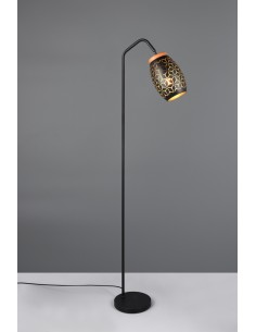Lampadaire Bidar de TRIO en métal noir et or avec ampoule E27