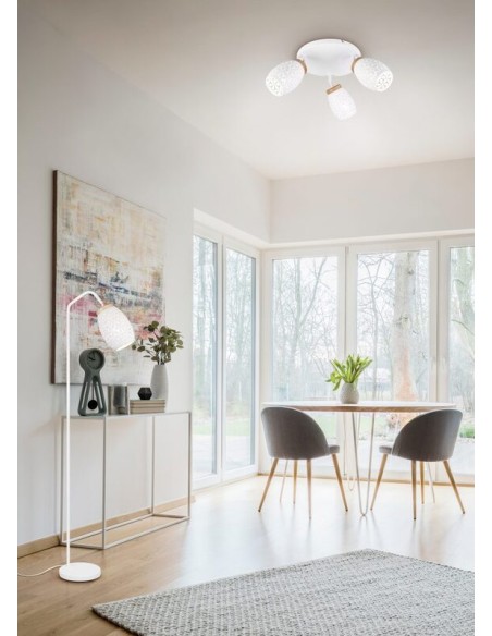 TRIO- Lampadaire Bidar IP20 en métal blanc mat  avec une puissance de 10 W max