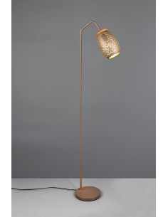 Lampadaire Bidar de TRIO en métal couleur café avec ampoule E27