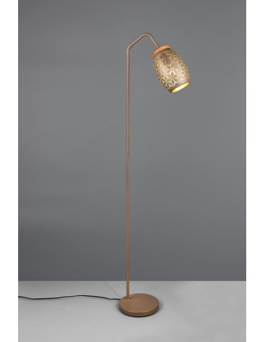 Lampadaire Bidar de TRIO en métal couleur café avec ampoule E27