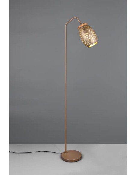 Lampadaire Bidar de TRIO en métal couleur café avec ampoule E27