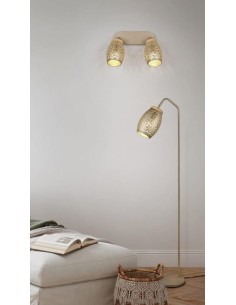 Lampadaire Bidar de TRIO en métal couleur café avec ampoule E27 2