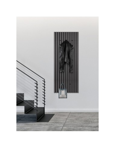 Porte-manteau Gwen de Mirrors and More - métal laqué noir mat et MDF couleur anthracite