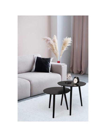 Mirrors and More  - Vilana - Tables gigognes métal et MDF noir