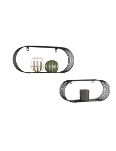 Lot de 2 étagères murales métal noir - Mirrors and More - Joyce 2