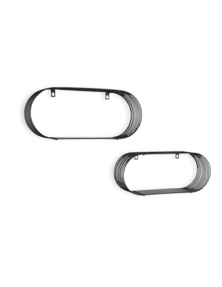 Lot de 2 étagères murales métal noir - Mirrors and More - Joyce