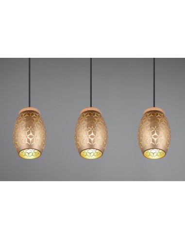 TRIO- Suspension BIDAR Café avec 3 ampoules E27 et un indice de protection IP20
