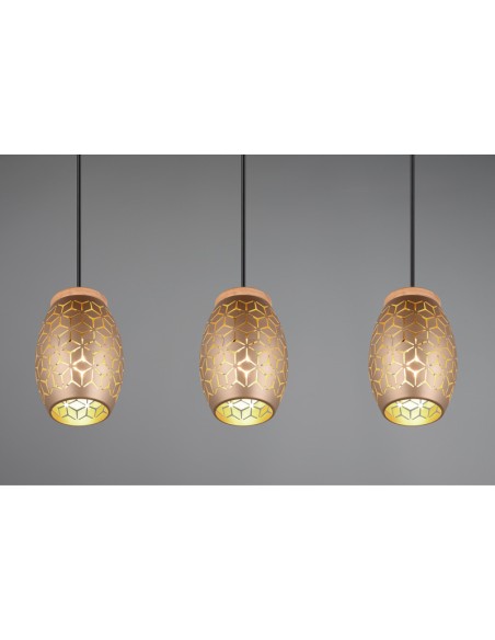 TRIO- Suspension BIDAR Café avec 3 ampoules E27 et un indice de protection IP20