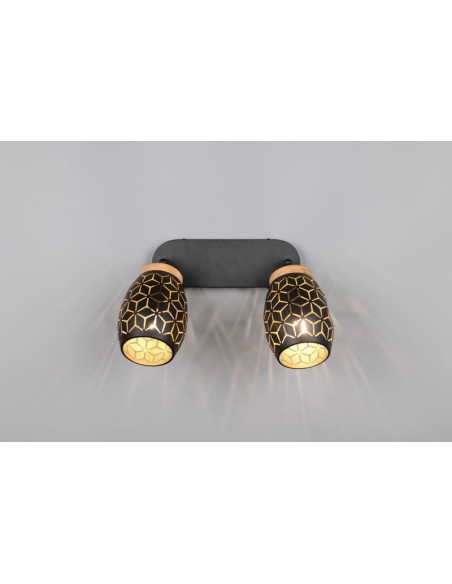 TRIO- Applique noir et or  BIDAR, jeu de lumière unique , E14, 10 W max