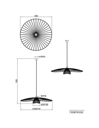 Suspension Led métal en noir mat 1X E27, 100cm - Trio - Lauris Leluminaireled.com