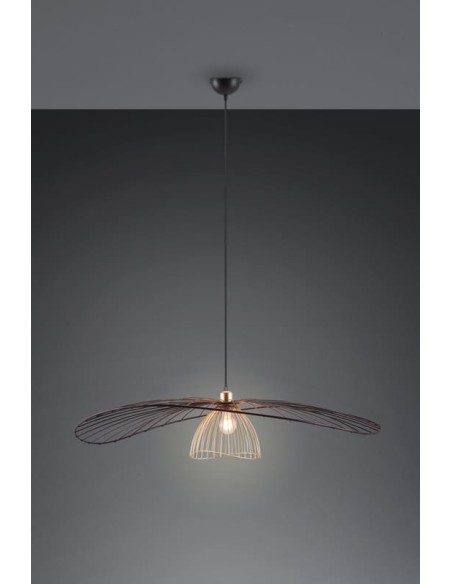 Suspension Led métal et bois culot 1xE27, 100 cm - Trio- Lauris Leluminaireled.com