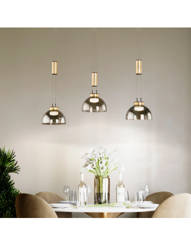 Avignon - Fischer & Honsel – Lampe suspendue design, 3XLED SMD, variateur intégré, lumière adaptable et raffinée