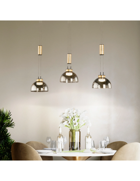 Avignon - Fischer & Honsel – Lampe suspendue design, 3XLED SMD, variateur intégré, lumière adaptable et raffinée