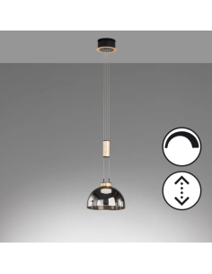 Fischer & Honsel – Avignon-  Suspension élégante 1XLED, abat-jours en verre chromé, ambiance moderne et lumineuse 2