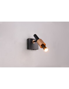 Applique Led intégrée en métal noir mat et café   - Trio - Ikaris