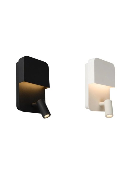 Applique murale Led 2 sources lumineuses prise USB - Lucide - Boxer Leluminaireled.com