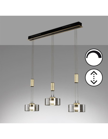 Fischer & Honsel  – Lavin  Suspension LED 3x9W, lumière chaude 2700K,
