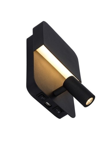 Applique murale Led 2 sources lumineuses prise USB - Lucide - Boxer Leluminaireled.com
