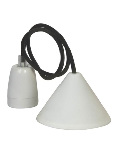 Suspension douille porcelaine cordon textile noir pour ampoule décorative  - Girard-Sudron Leluminaireled.com