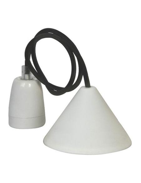 Suspension douille porcelaine cordon textile noir pour ampoule décorative  - Girard-Sudron Leluminaireled.com