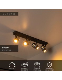 Plafonnier Led IP20 40W 4xGU10 Verre Fumé - Lucide - UPTON 2