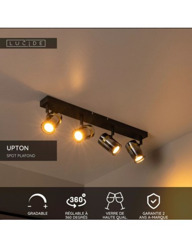 Plafonnier Led IP20 40W 4xGU10 Verre Fumé - Lucide - UPTON