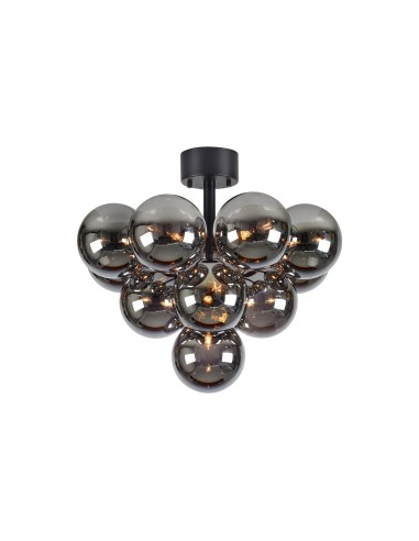 Plafonnier avec 13 globes G9 en verre fumé, noir intérieur | Markslöjd