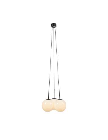 Suspension 3 abat-jours verre opale noir rond E27 40W – Markslöjd – Dione  | Markslöjd