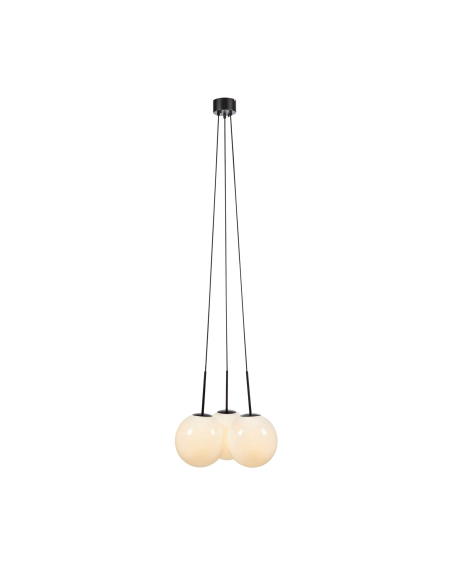 Suspension 3 abat-jours verre opale noir rond E27 40W – Markslöjd – Dione  | Markslöjd