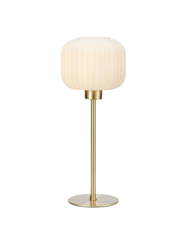 Lampe de Table E14, 40W max, abat-jour verre blanc, laiton brossé – Markslöjd – Sober  | Markslöjd