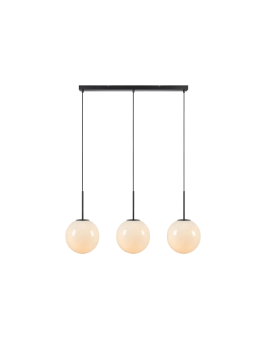 Suspension Dione 3 lampes verre blanc avec structure métal noir