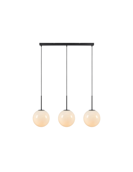 Suspension Dione 3 lampes verre blanc avec structure métal noir