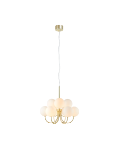 Suspension 9 globes en verre opale culot G9 20W or et blanc – Markslöjd – Bianco  | Markslöjd