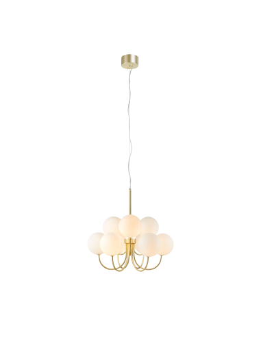 Suspension 9 globes en verre opale culot G9 20W or et blanc – Markslöjd – Bianco  | Markslöjd