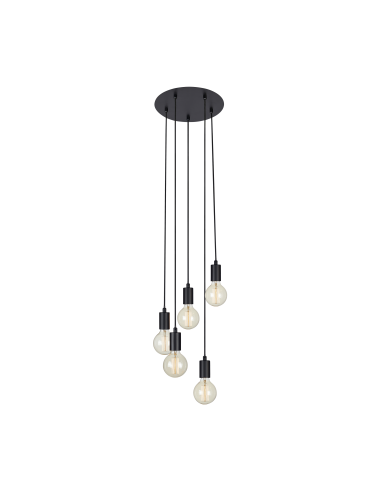 Suspension Led noire ronde 5 sources lumineuses intérieur | Markslöjd