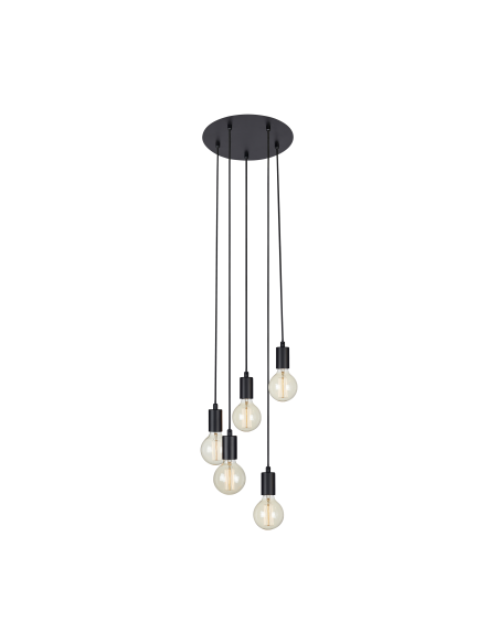 Suspension Led noire ronde 5 sources lumineuses intérieur | Markslöjd
