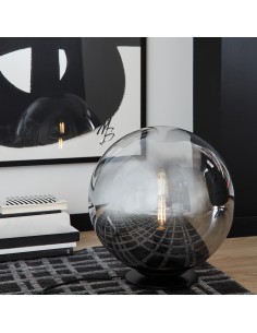 Lampe de table Mirror FH Lighting métal noir mat et verre fumé vue de face 2