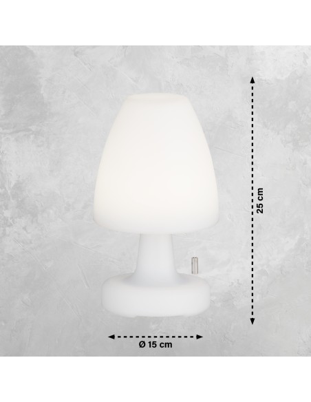 Lampe de table LED Termoli blanche utilisée sur terrasse ambiance RGB