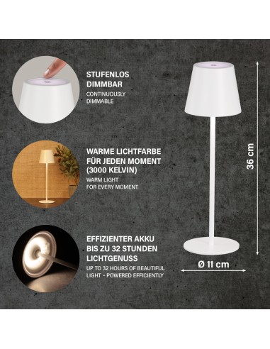 Lampe LED Viletto compacte sur terrasse avec lumière chaude 3000K
