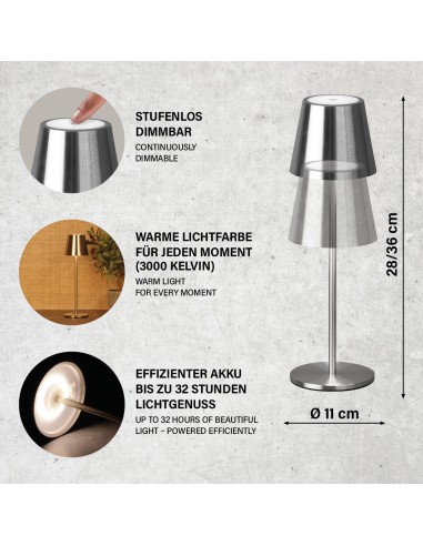 Lampe LED Viletto compacte sur terrasse avec lumière chaude 3000K