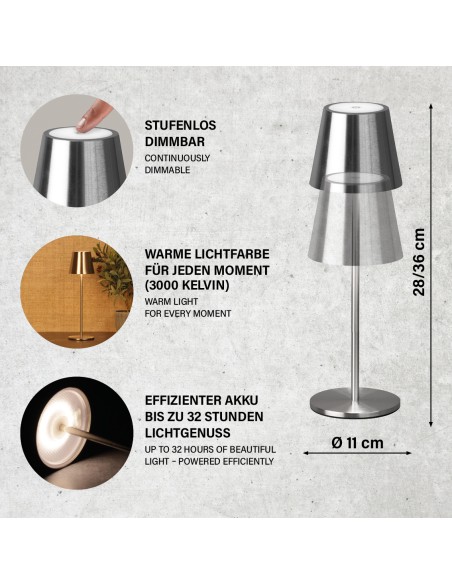 Lampe LED Viletto compacte sur terrasse avec lumière chaude 3000K