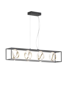 Suspension LED Gisi noire avec télécommande et réglage CCT