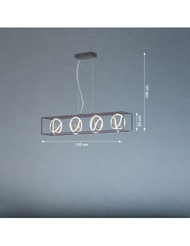 Suspension LED Gisi installée dans un salon moderne avec lumière réglable
