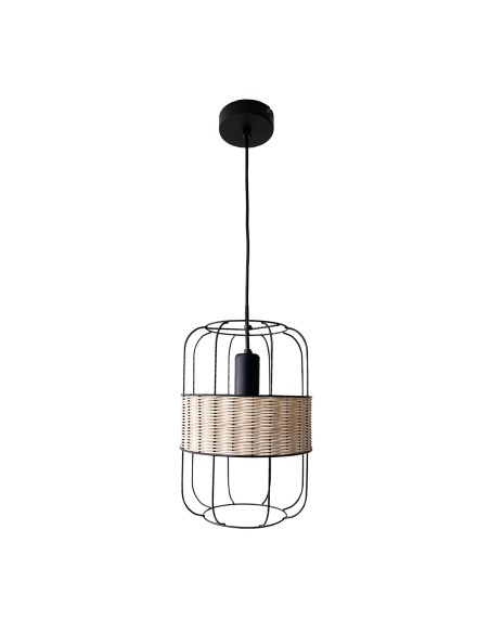 Suspension Nature noire design vintage avec ampoule E27