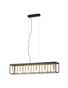 Suspension LED Grid noire sable avec détails dorés et LED intégrée