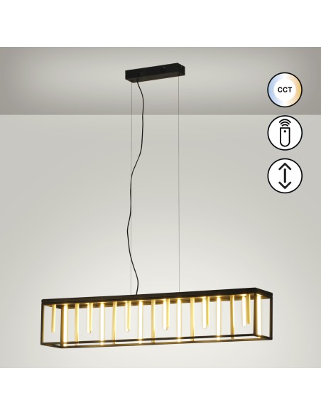 Suspension LED Grid installée dans un salon moderne avec lumière réglable CCT
