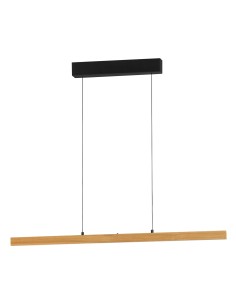 Suspension SHINE-WOOD métal noir sable avec bois de chêne et LED intégrée