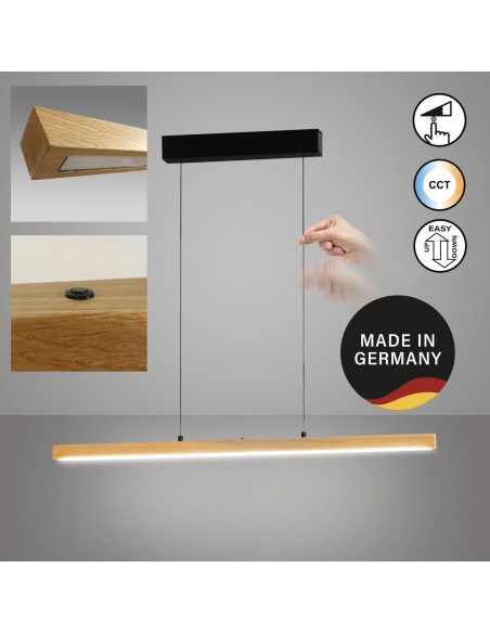 Suspension SHINE-WOOD avec hauteur réglable et lumière dimmable CCT